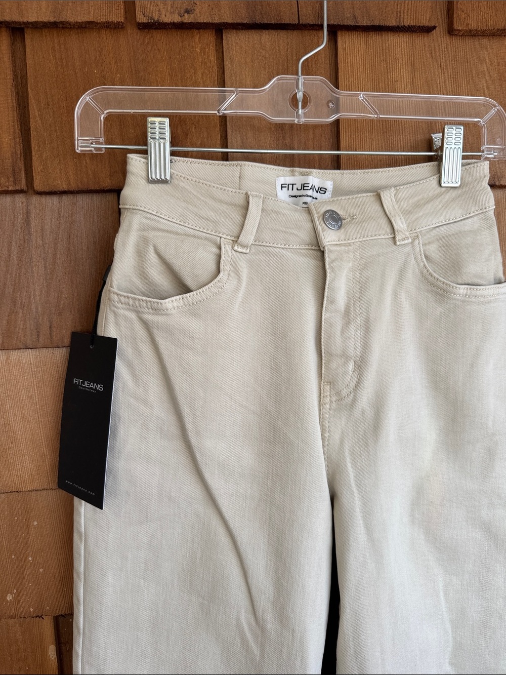 High-Rise Wide-Leg Jeans in Cream by - Picture 3 of 8